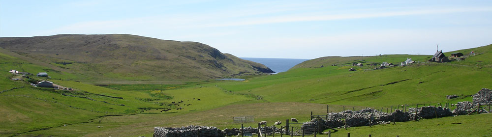 The setting at Culswick Crofthouse Apartments